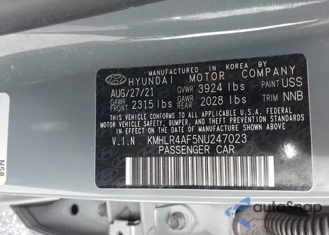 2022 Hyundai Elantra N Line из США, поврежденный, VIN KMHLR4AF5NU247023